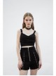 Black Punk Back Waist Bandage Short Vest