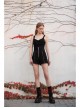Black Punk Back Waist Bandage Short Vest