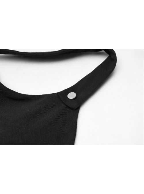 Black Punk Back Waist Bandage Short Vest