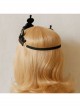 Gothic Black Retro Ribbon Rose Flower Lace Queen Halloween Prom Big Crown Headband