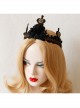 Gothic Black Retro Ribbon Rose Flower Lace Queen Halloween Prom Big Crown Headband