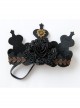Gothic Black Retro Ribbon Rose Flower Lace Queen Halloween Prom Big Crown Headband