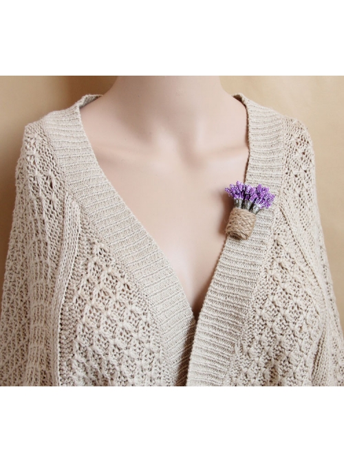 Purple Lavender Twine Handmade Personality Cute Christmas Retro Small Brooch Buckle