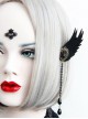 Gothic Black Tassel Wings Long Felt Cloth Crystal Chain Ear Bone Clip Earrings Hanging Buckle No Pierced Jewelry