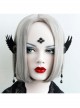 Gothic Black Tassel Wings Long Felt Cloth Crystal Chain Ear Bone Clip Earrings Hanging Buckle No Pierced Jewelry