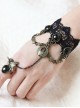 Punk Black Gems Love Heart Wings Heart Lock Wish Lace Retro Palace Female Bracelet Ring One Chain
