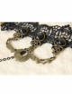 Punk Black Gems Love Heart Wings Heart Lock Wish Lace Retro Palace Female Bracelet Ring One Chain