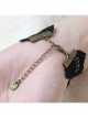 Punk Black Gems Love Heart Wings Heart Lock Wish Lace Retro Palace Female Bracelet Ring One Chain