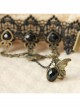 Punk Black Gems Love Heart Wings Heart Lock Wish Lace Retro Palace Female Bracelet Ring One Chain