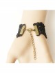 Black Gothic Lace Ribbon Rose Flower Bracelet With Ring Set Vampire Accessories