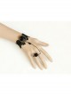 Black Gothic Lace Ribbon Rose Flower Bracelet With Ring Set Vampire Accessories