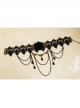 Gothic Retro Black Iron Chain Pearl Flowers Choker Vampire Prom Accessory Accessories