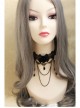 Gothic Retro Black Iron Chain Pearl Flowers Choker Vampire Prom Accessory Accessories