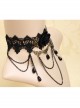 Gothic Retro Black Iron Chain Pearl Flowers Choker Vampire Prom Accessory Accessories