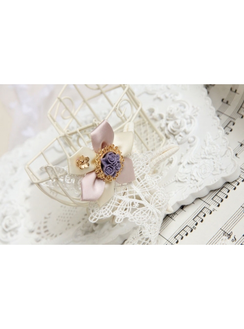 Baroque Handmade Retro Ribbon Flower White Lace Female Exaggerated Palace Choker