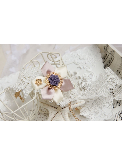 Baroque Handmade Retro Ribbon Flower White Lace Female Exaggerated Palace Choker