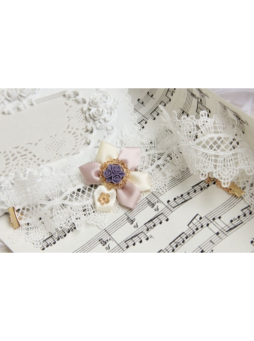 Baroque Handmade Retro Ribbon Flower White Lace Female Exaggerated Palace Choker