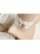 Baroque Handmade Retro Ribbon Flower White Lace Female Exaggerated Palace Choker