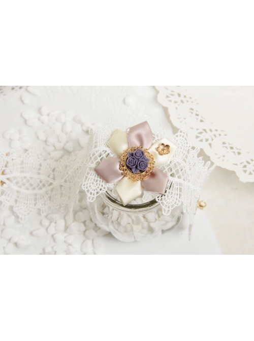 Baroque Handmade Retro Ribbon Flower White Lace Female Exaggerated Palace Choker