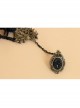 Retro Rose Flower Spider Black Lace Gemstone Punk Female Bracelet With Ring One Chain