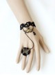 Gothic Black Lace Butterfly Mask Rose Female Bracelet Ring One Chain
