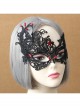 Gothic Grim Reaper Zombie Halloween Black Lace Butterfly Ruby Half Face Female Mask