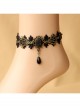 Fashion Gothic Retro Black Lace Gemstone Female Anklet