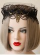 Halloween Gothic Bride Black Lace Mesh Female Wings Gems Crown Headband