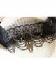 Halloween Gothic Bride Black Lace Mesh Female Wings Gems Crown Headband