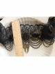 Halloween Gothic Bride Black Lace Mesh Female Wings Gems Crown Headband