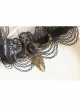 Halloween Gothic Bride Black Lace Mesh Female Wings Gems Crown Headband