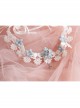 Baroque White Lace Blue Flowers Ribbon Crown Wreath Retro Handmade Hairband