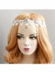 Baroque White Lace Blue Flowers Ribbon Crown Wreath Retro Handmade Hairband