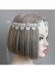 Baroque White Lace Blue Flowers Ribbon Crown Wreath Retro Handmade Hairband