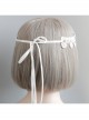 Baroque White Lace Blue Flowers Ribbon Crown Wreath Retro Handmade Hairband