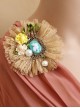 Big Flower Rabbit Pearl Beige Lace Retro Handmade Antique Female Epaulette Corsage Pin Buckle