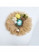 Big Flower Rabbit Pearl Beige Lace Retro Handmade Antique Female Epaulette Corsage Pin Buckle