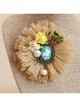 Big Flower Rabbit Pearl Beige Lace Retro Handmade Antique Female Epaulette Corsage Pin Buckle