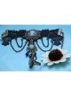Gothic Prom Black Lace Portrait Pearl Jewel Female Bracelet With Ring One Chain