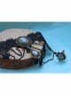 Gothic Prom Black Lace Portrait Pearl Jewel Female Bracelet With Ring One Chain