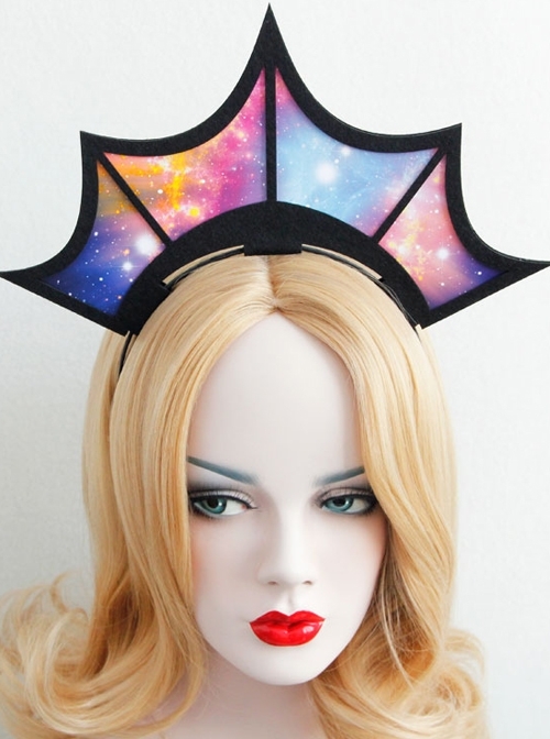 Gothic Halloween Christmas Starry Sky Crown Queen Birthday Bride Headband