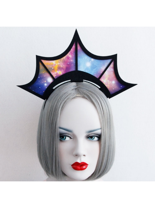 Gothic Halloween Christmas Starry Sky Crown Queen Birthday Bride Headband