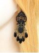 Gothic Black Retro Party Exaggerated Pearl Lace Female Earrings