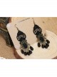 Gothic Black Retro Party Exaggerated Pearl Lace Female Earrings