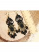 Gothic Black Retro Party Exaggerated Pearl Lace Female Earrings