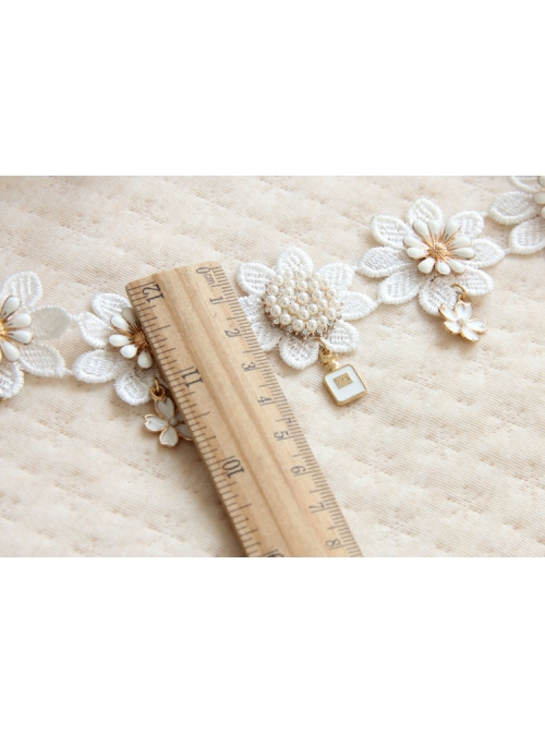 Baroque Palace Style Flowers White Lace Pop Retro Female Hairband