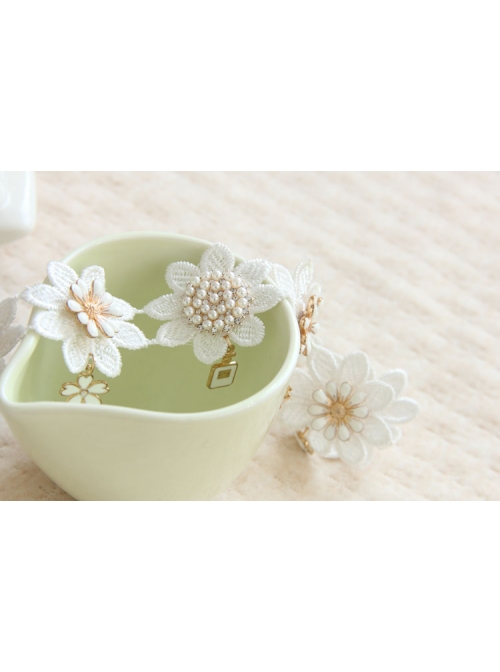 Baroque Palace Style Flowers White Lace Pop Retro Female Hairband