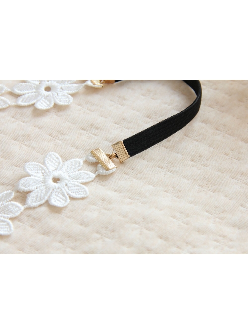 Baroque Palace Style Flowers White Lace Pop Retro Female Hairband
