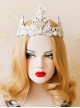 Baroque Pearl Shell Big Crown Bride Wedding White Lace Headband