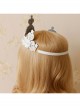 Baroque Pearl Shell Big Crown Bride Wedding White Lace Headband